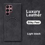 the back of the phone case with the text, `’luxury leather ’