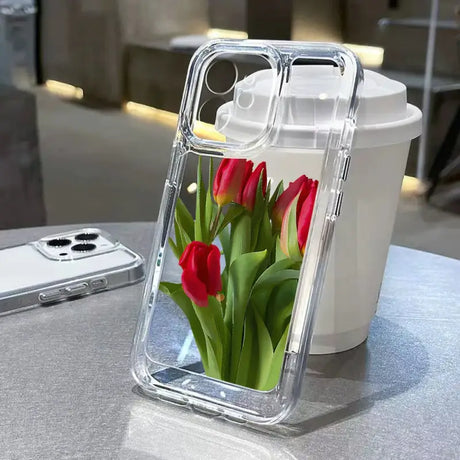 A phone case with tulips