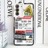 a phone case with a variety of stickers on it