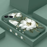 a phone case with white flowers on it