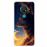 a phone case with a wolf and moon on it