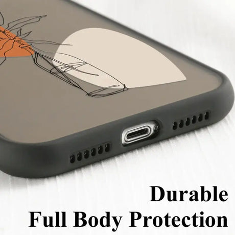 a phone case with a drawing of a woman