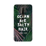 a green palm leaf phone case with the words can say har