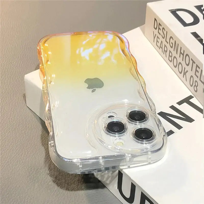 a phone case with a yellow and white gradient design