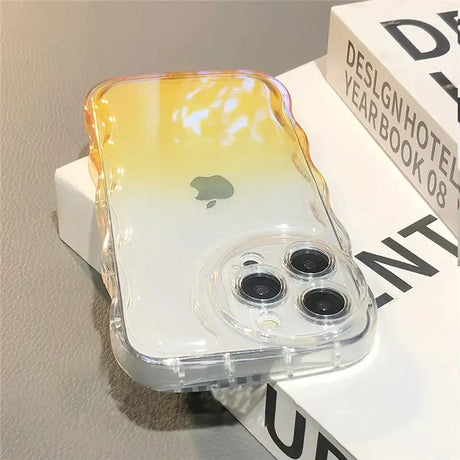 A phone case with a yellow and white gradient design