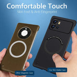 Phone cases with magnetic rings and anti-fingerprint finishes.