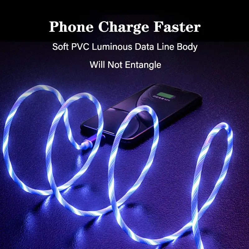 a phone charger with a blue light on it