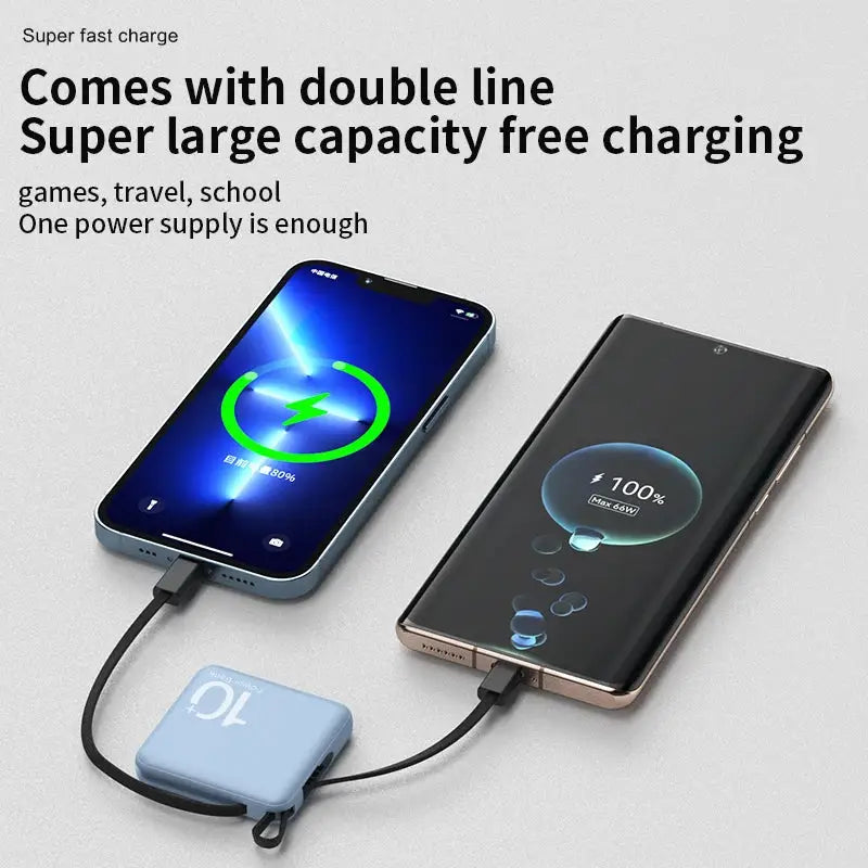 a phone and a charger connected to a charging device