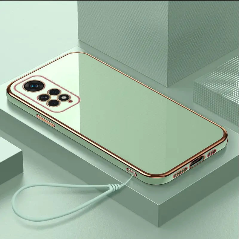 a green iphone case with a cable attached to it