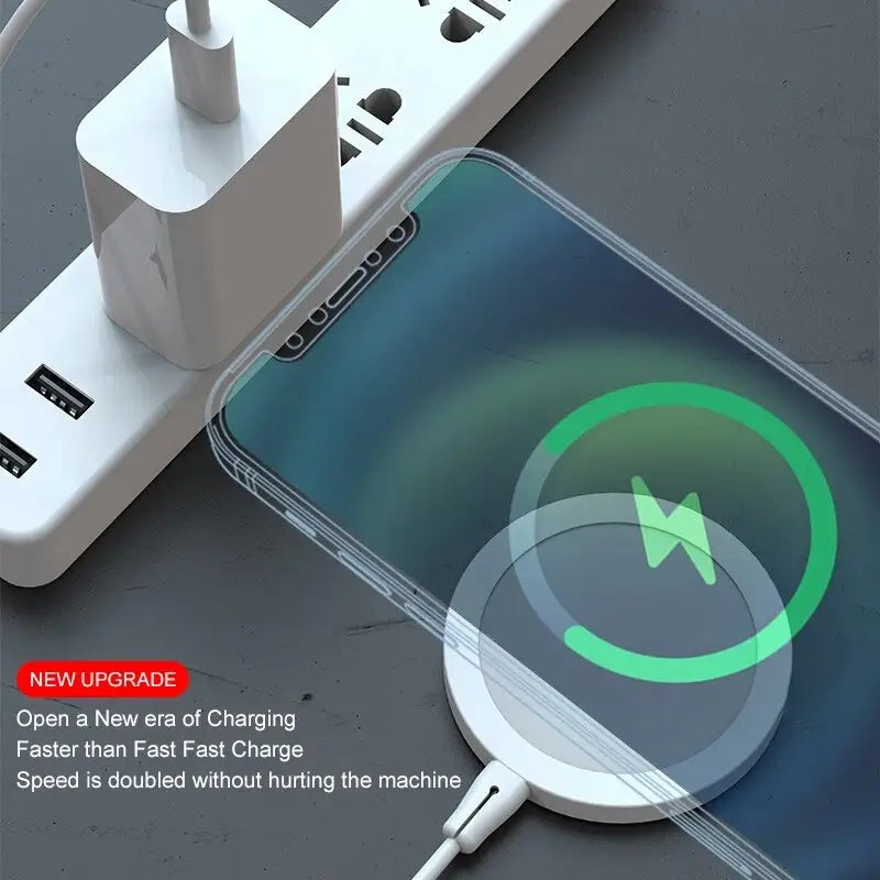 an iphone with a charging cable attached to it