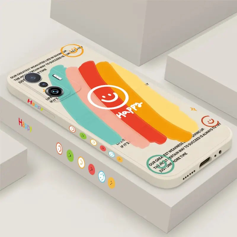 a phone with a colorful design on it