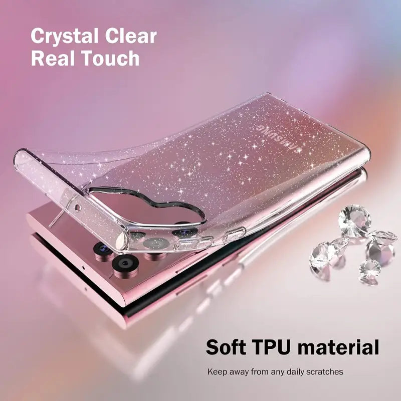 a phone with a crystal case on it