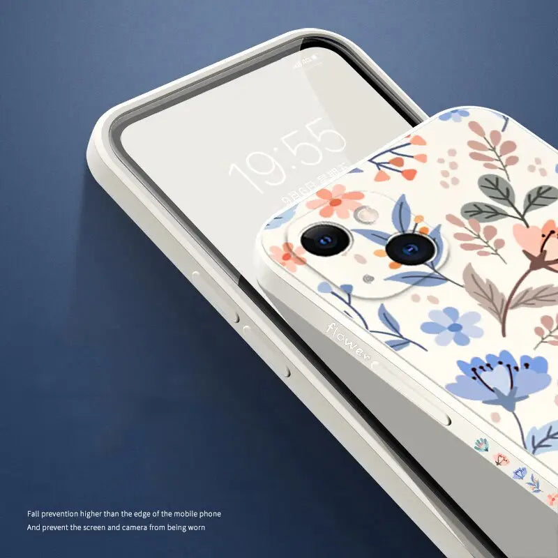 a phone with a floral pattern on it