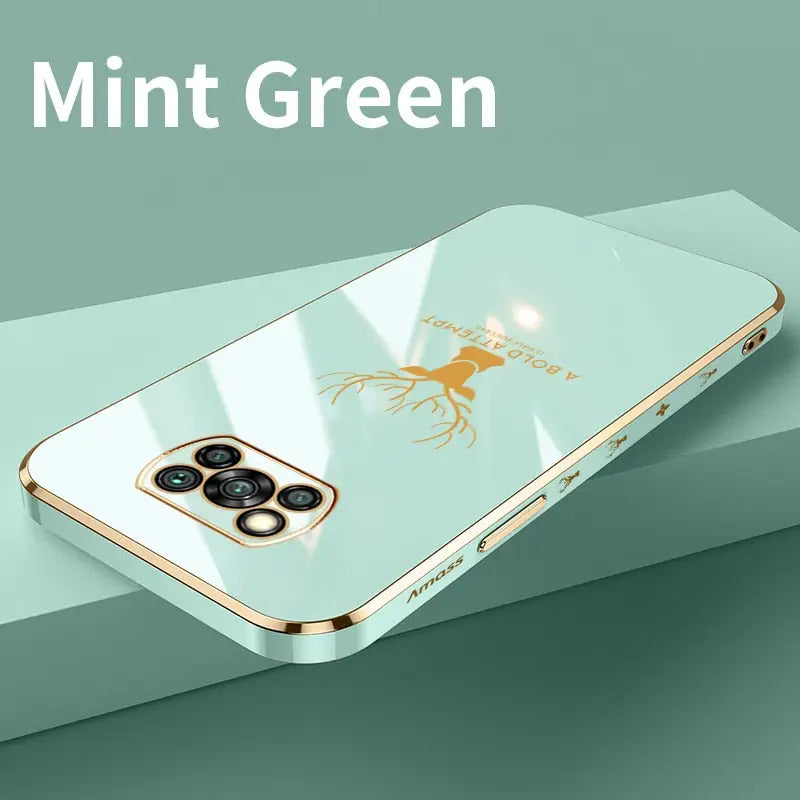 the mint green iphone case is shown with the mint green logo
