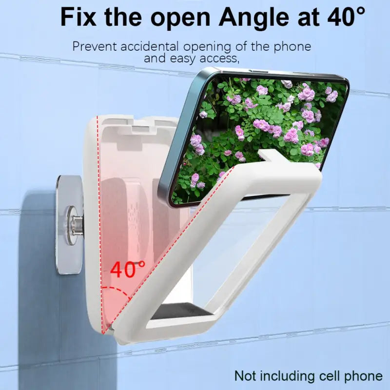 a phone holder with a flower growing out of it