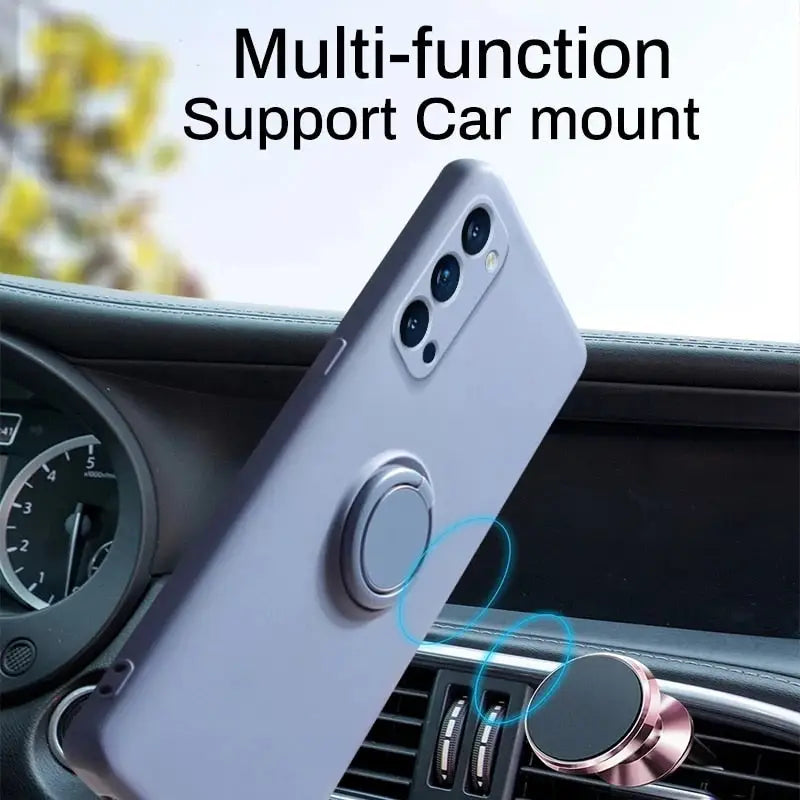 a close up of a cell phone holder in a car