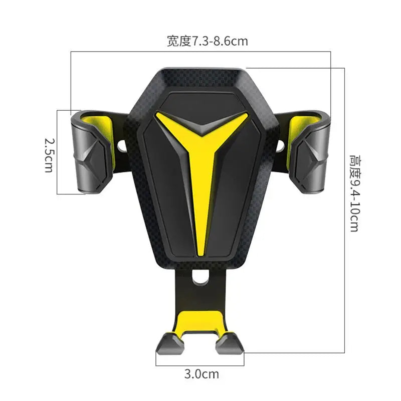 a diagram of the back of a cell phone holder with a yellow and black design