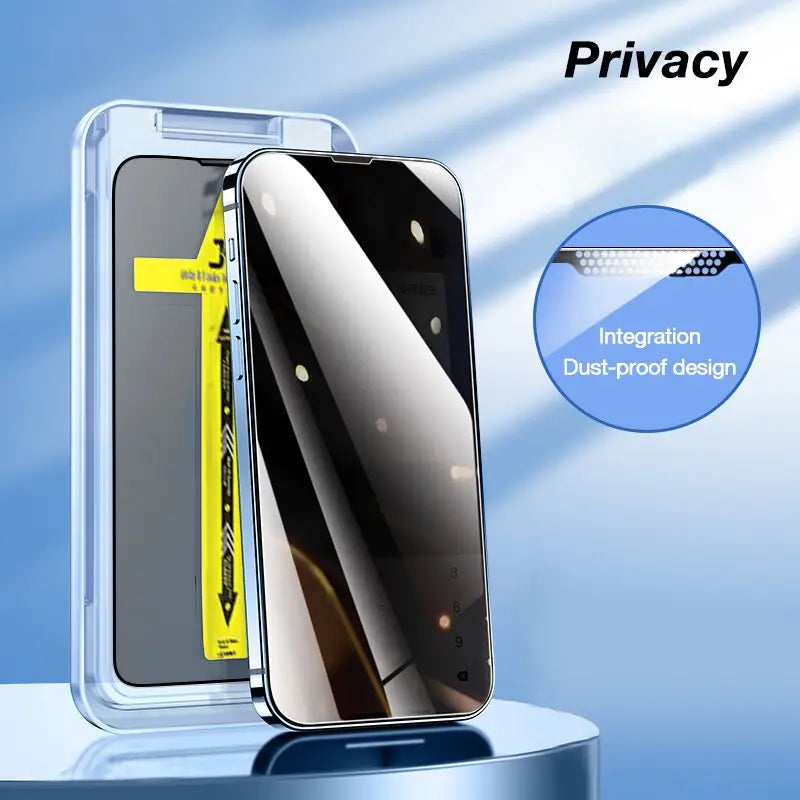 a phone with a privacy screen on it