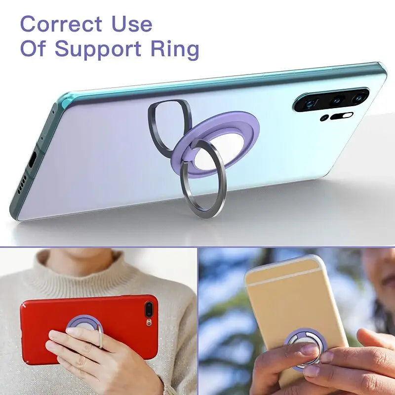 a person holding a phone with a ring