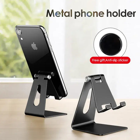 A phone stand with a phone on it