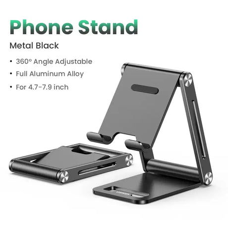 The phone stand is designed to hold up to a smartphone