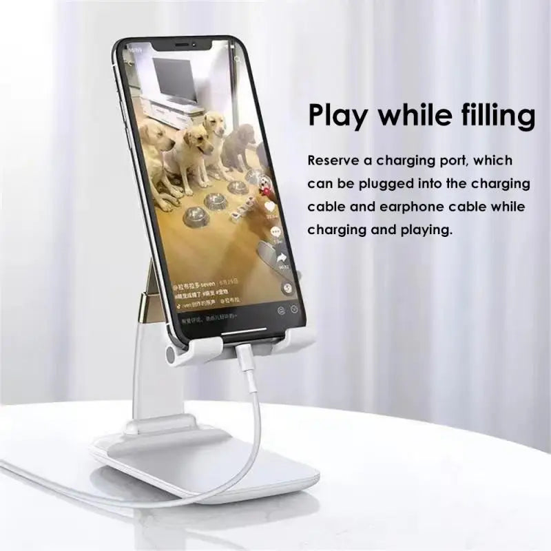 a phone is sitting on a stand