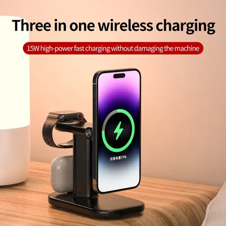 A phone charging station on a table