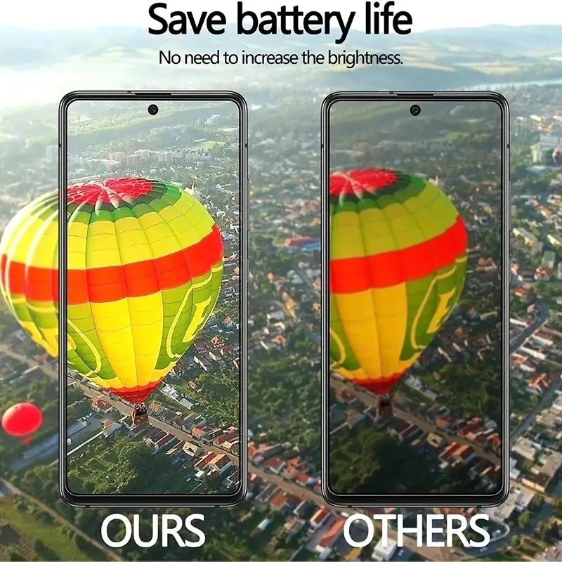 two smartphones with the same image of a hot air balloon