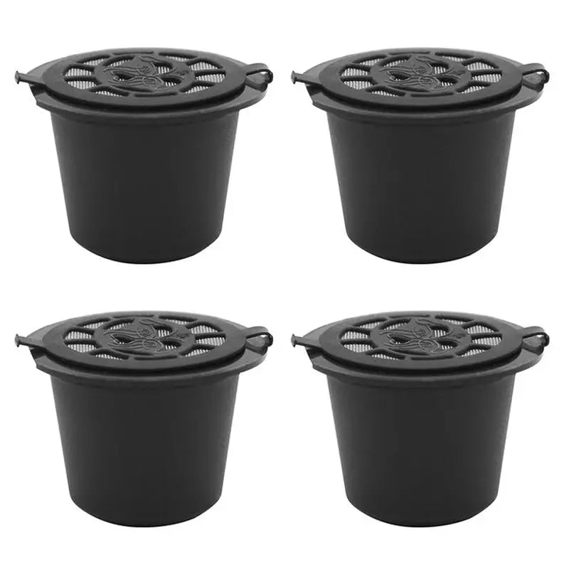 4 pack of black plastic pots with lids