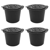 4 pack of black plastic pots with lids