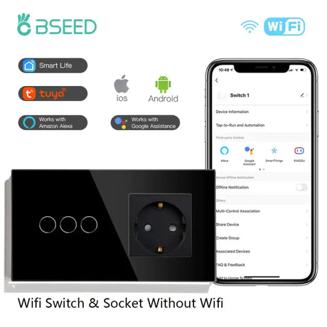 A picture of a smart phone with a wifi switch and socket