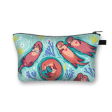 a small pouch bag with a cartoon otters pattern