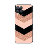 a pink and black chevroned pattern phone case with glitter