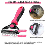 a pink and black comb brush with a pink handle