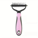 a pink and black hair brush with a black handle