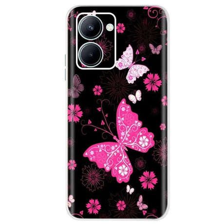 pink butterflies on black samsung s20 case