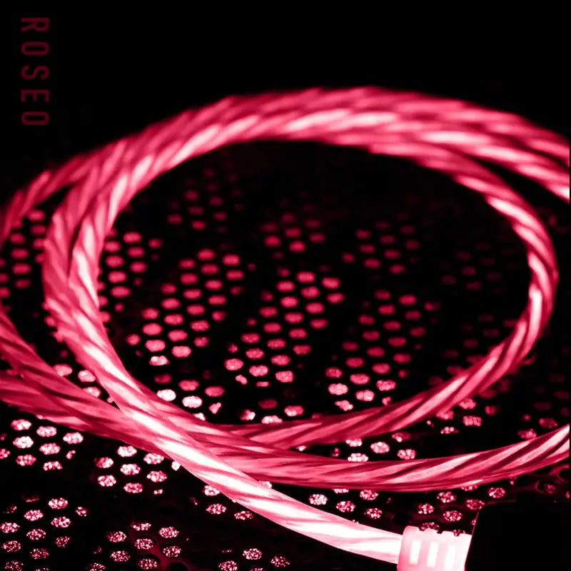 a pink light cable with a white cord