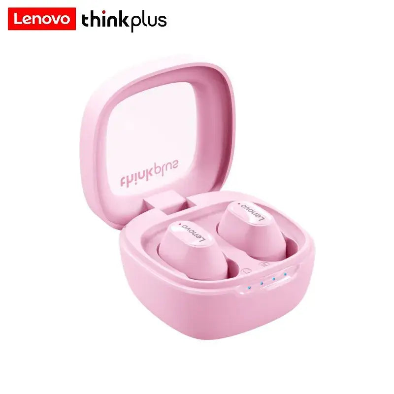 the pink earphones are in a case