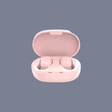 The pink earphones are open and closed
