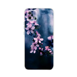 a pink flower on a blue background phone case