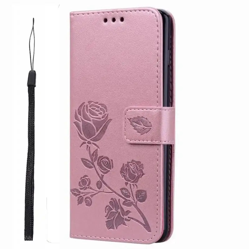 the pink flower leather wallet case for samsung s9