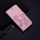 the pink flower leather wallet case for iphone