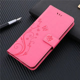 pink flower leather wallet case for samsung s9