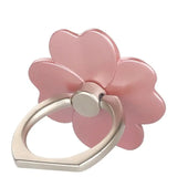 a pink flower ring with a silver ring