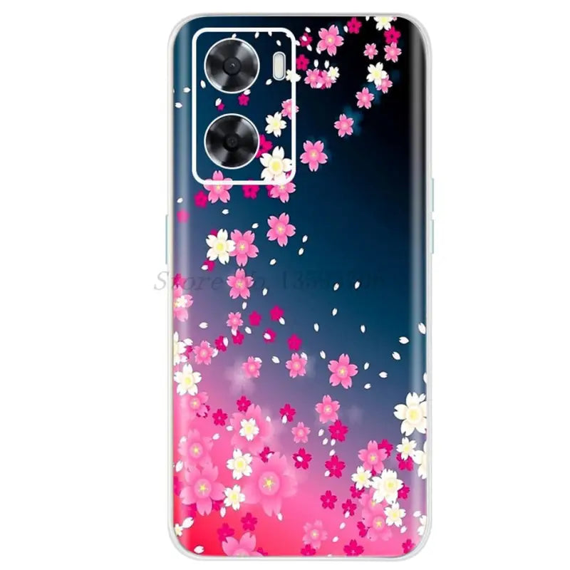pink flowers on blue sky back cover for lg