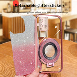 a pink glitter phone case with a mirror in the middle