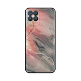 the back of a black and pink marble phone case