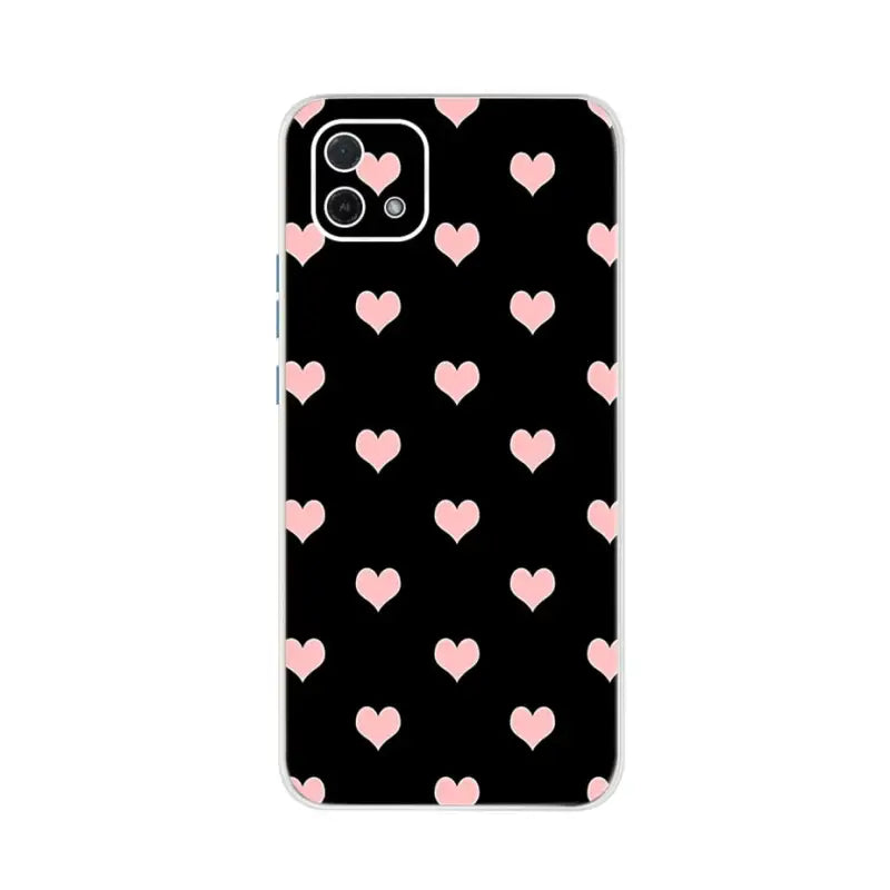 pink hearts on black geekoide case for iphone 4