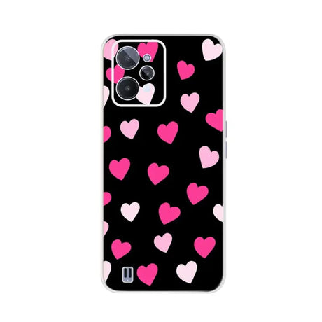 pink hearts on black samsung s6 case