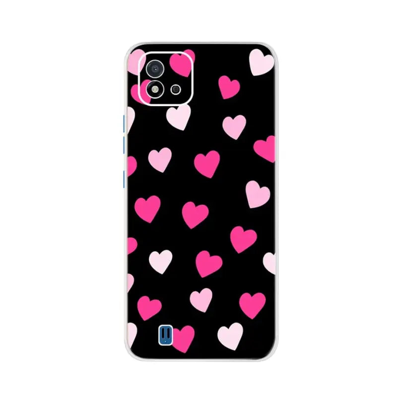 pink hearts on black samsung s6 case